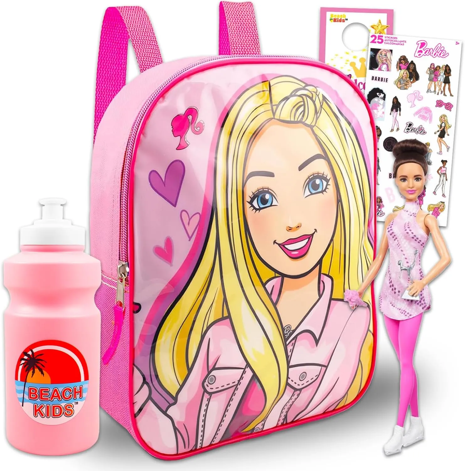 Barbie Mini Backpack for Girls - Bundle with 11" Small Backpack Plus Doll, Stickers, Water Bottle, and More | Barbie Travel Bag Activity Set for Kids