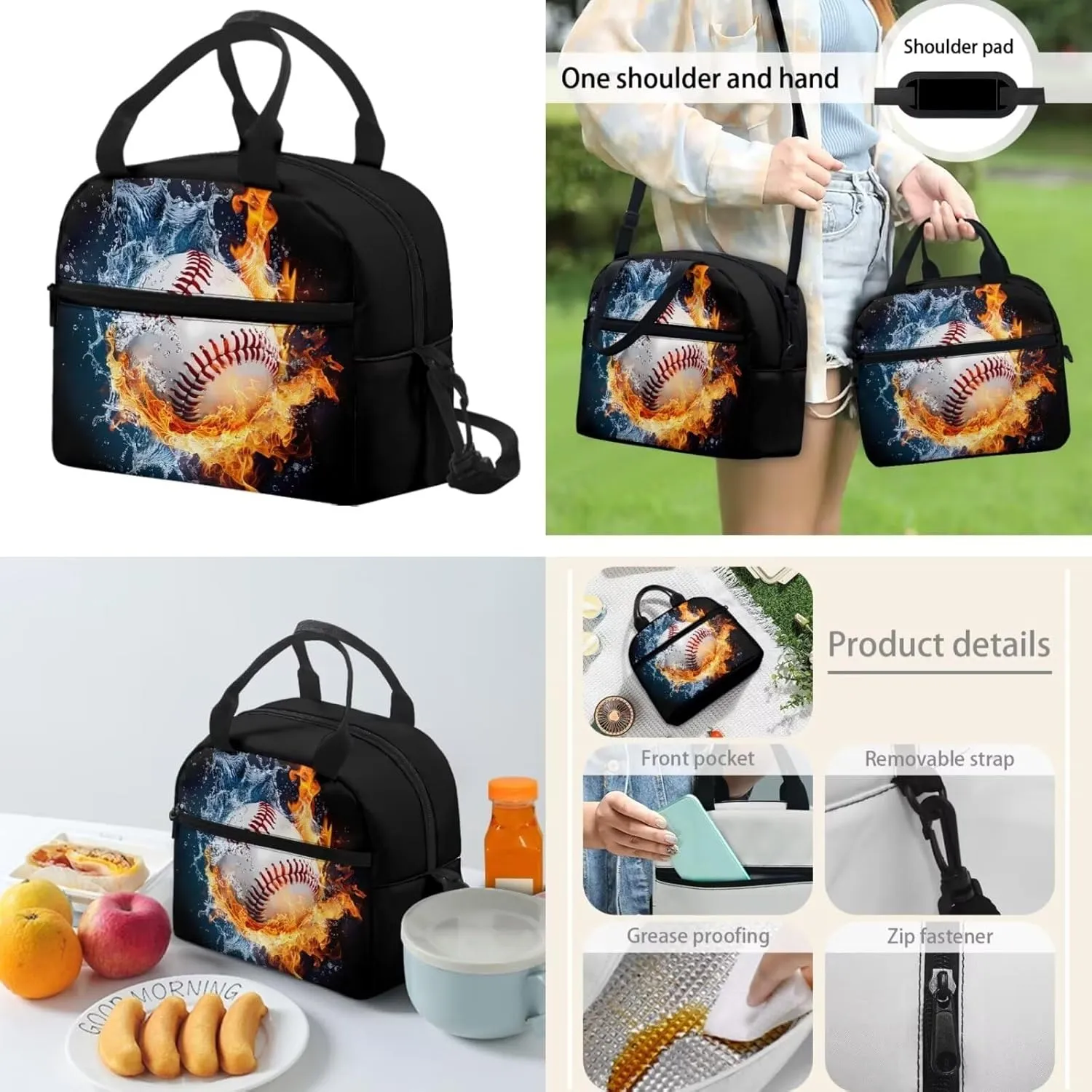 Baseball Backpack for School Boys Middle High School Bag Bookbag with Lunch Box Pencil Case Cool 3D Elementary Preschool Back Packs Satchel for Teens Kids Rucksack Hiking Daypack
