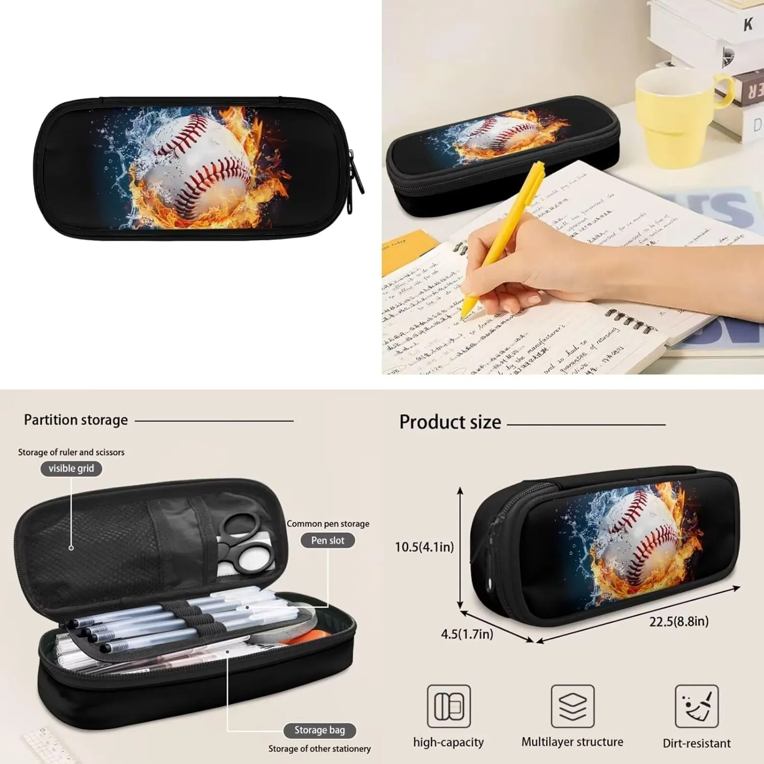 Baseball Backpack for School Boys Middle High School Bag Bookbag with Lunch Box Pencil Case Cool 3D Elementary Preschool Back Packs Satchel for Teens Kids Rucksack Hiking Daypack