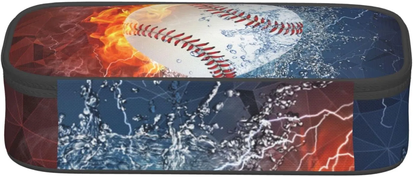 Baseball Pencil Case Sports Pencil Box for Boys Men, Large Capacity Durable Pencil Pouch Storage Pen Bag Stationary Case with Double Zippers