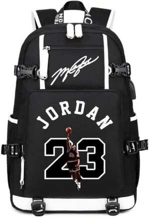 Basketball 23 Student School Bag, Laptop Backpack, Ultra-Light Travel Bag, For Men And Women (black-A)