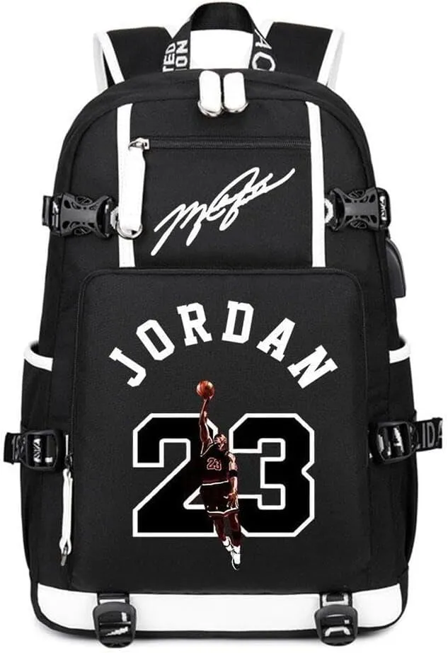 Basketball 23 Student School Bag, Laptop Backpack, Ultra-Light Travel Bag, For Men And Women (black-A)
