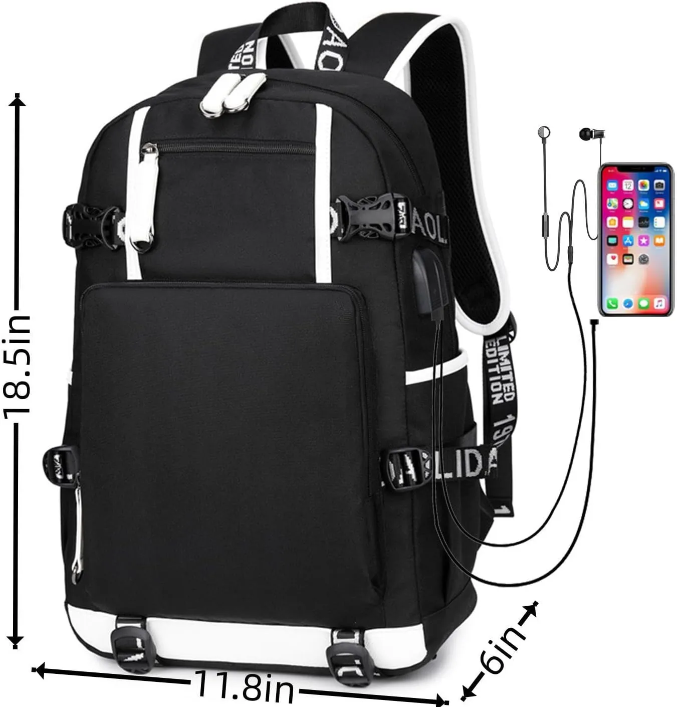 Basketball 23 Student School Bag, Laptop Backpack, Ultra-Light Travel Bag, For Men And Women (black-A)