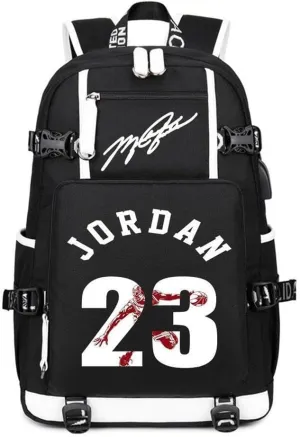 Basketball 23 Student School Bag, Laptop Backpack, Ultra-Light Travel Bag, For Men And Women (black-B)