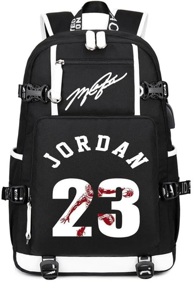 Basketball 23 Student School Bag, Laptop Backpack, Ultra-Light Travel Bag, For Men And Women (black-B)