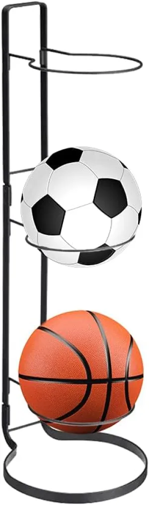 Basketball Ball Storage Rack, 3 Tier Cube Ball Storage Holder, Freestanding Garage Sport Equipment Organizer Innovative Indoor Removable Vertical Display Stand for Volleyball Football Basketball