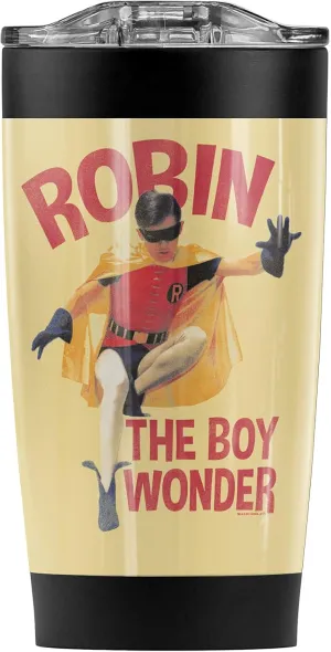 Batman Classic TV Series Robin Boy Wonder Stainless Steel Tumbler 20 oz Coffee Travel Mug/Cup, Vacuum Insulated & Double Wall with Leakproof Sliding Lid | Great for Hot Drinks and Cold Beverages