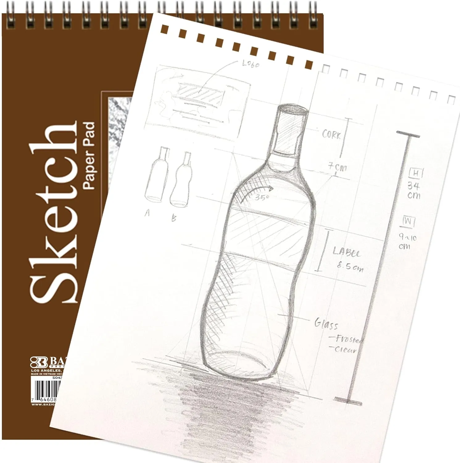 BAZIC Sketch Pad 50 Sheet 6" X 8", Top Bound Spiral Sketchbook Drawing Pads, Sketching Paper Coloring Book for Artist School, 48-Pack