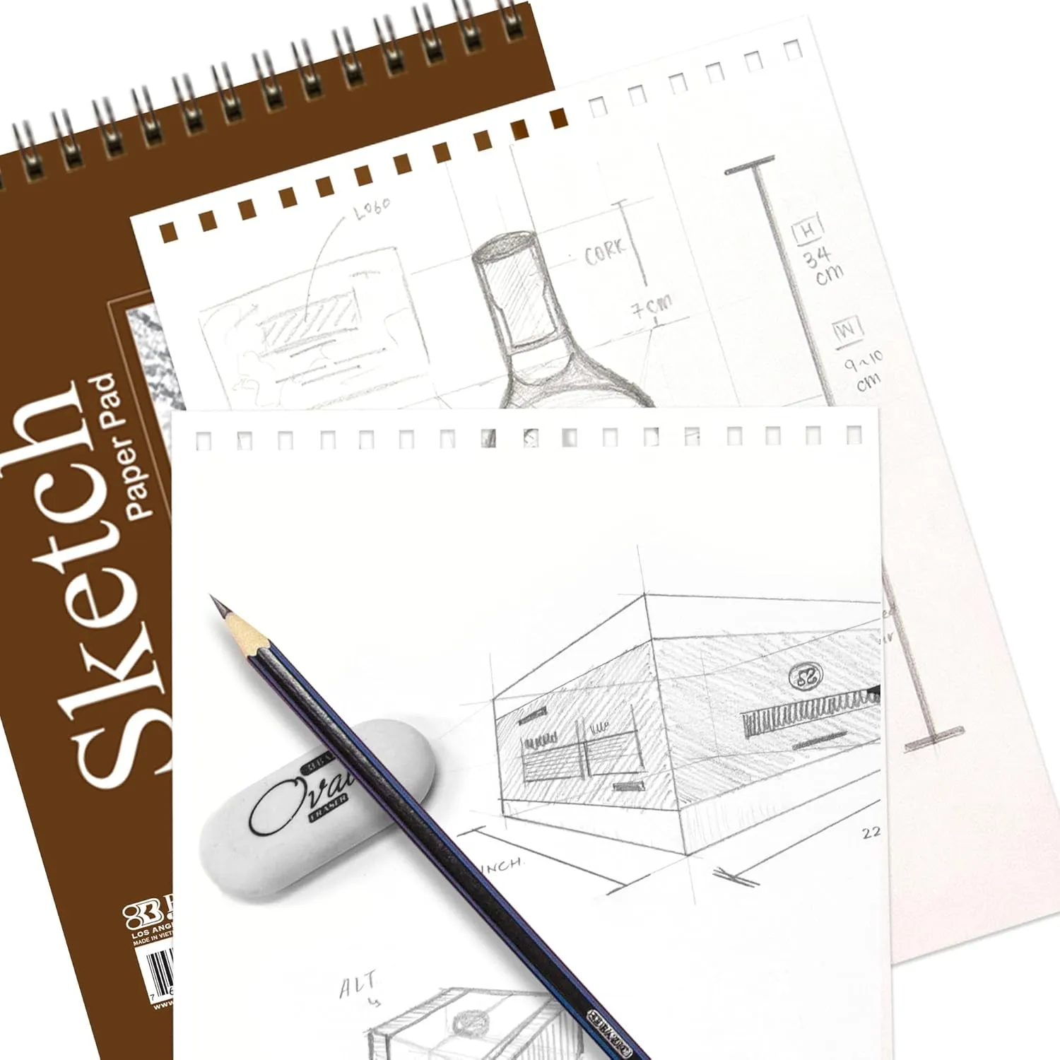 BAZIC Sketch Pad 50 Sheet 6" X 8", Top Bound Spiral Sketchbook Drawing Pads, Sketching Paper Coloring Book for Artist School, 48-Pack