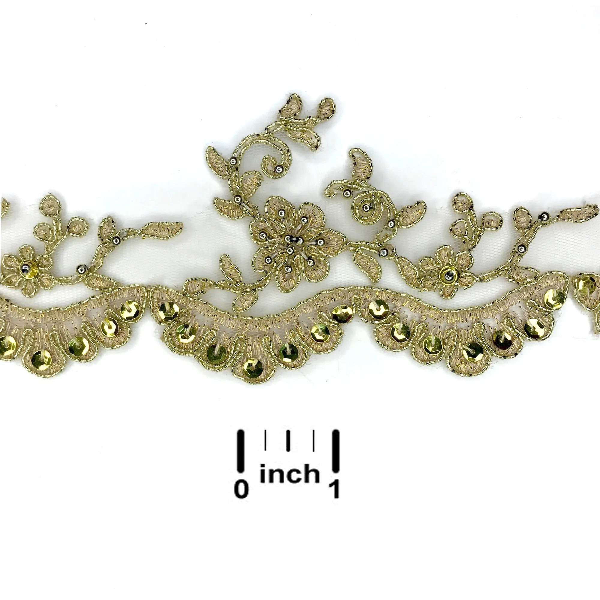 Beaded & Corded Lace Trimming Embroidered on 100% Polyester  Net Mesh | Lace USA - 95955W-BP