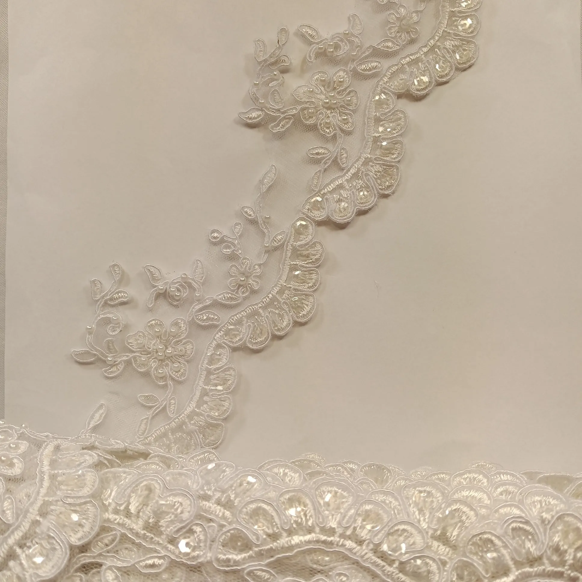 Beaded & Corded Lace Trimming Embroidered on 100% Polyester  Net Mesh | Lace USA - 95955W-BP