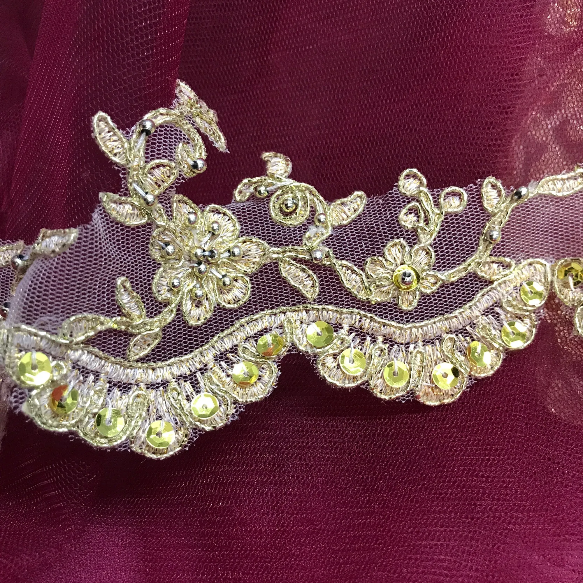 Beaded & Corded Lace Trimming Embroidered on 100% Polyester  Net Mesh | Lace USA - 95955W-BP