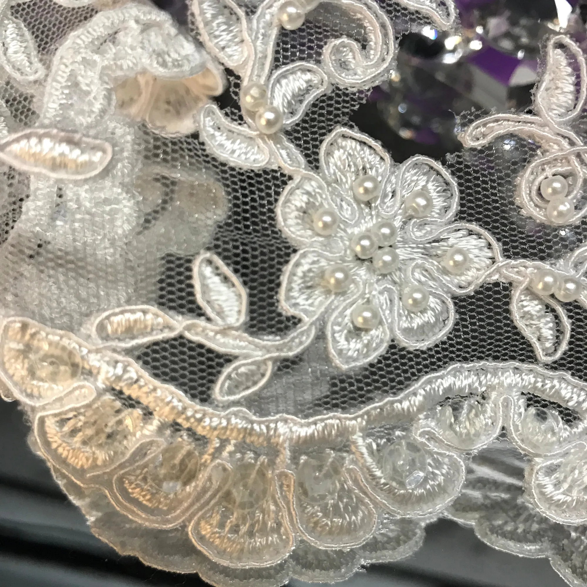 Beaded & Corded Lace Trimming Embroidered on 100% Polyester  Net Mesh | Lace USA - 95955W-BP