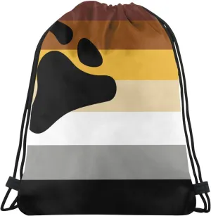 Bear Gay Pride Flag Unisex Home Rucksack Shoulder Bag Travel Drawstring Backpack Bag