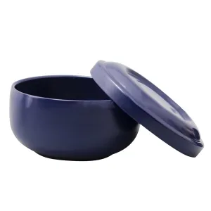 Beard Soap Cream Bowl,Stainless Steel Shaving Soap Bowl with Lid Washable Multi Functional Trimming Foaming Soap Bowl Blue for Men Easy to Lather Wet Shave