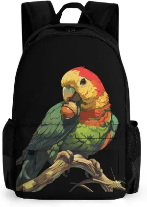 Beautiful Parrot Bird Acorn Printed Backpack Causal Daypack Travel Laptop Shoulders Bag with Side Pockets for Men Women 13 X 7 X 16 Inch