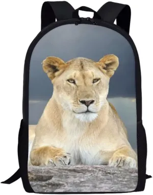 Beauty Collector African Lion Backpack Animal Back to School Book Bag for Kids Travel Daypack Lightweight