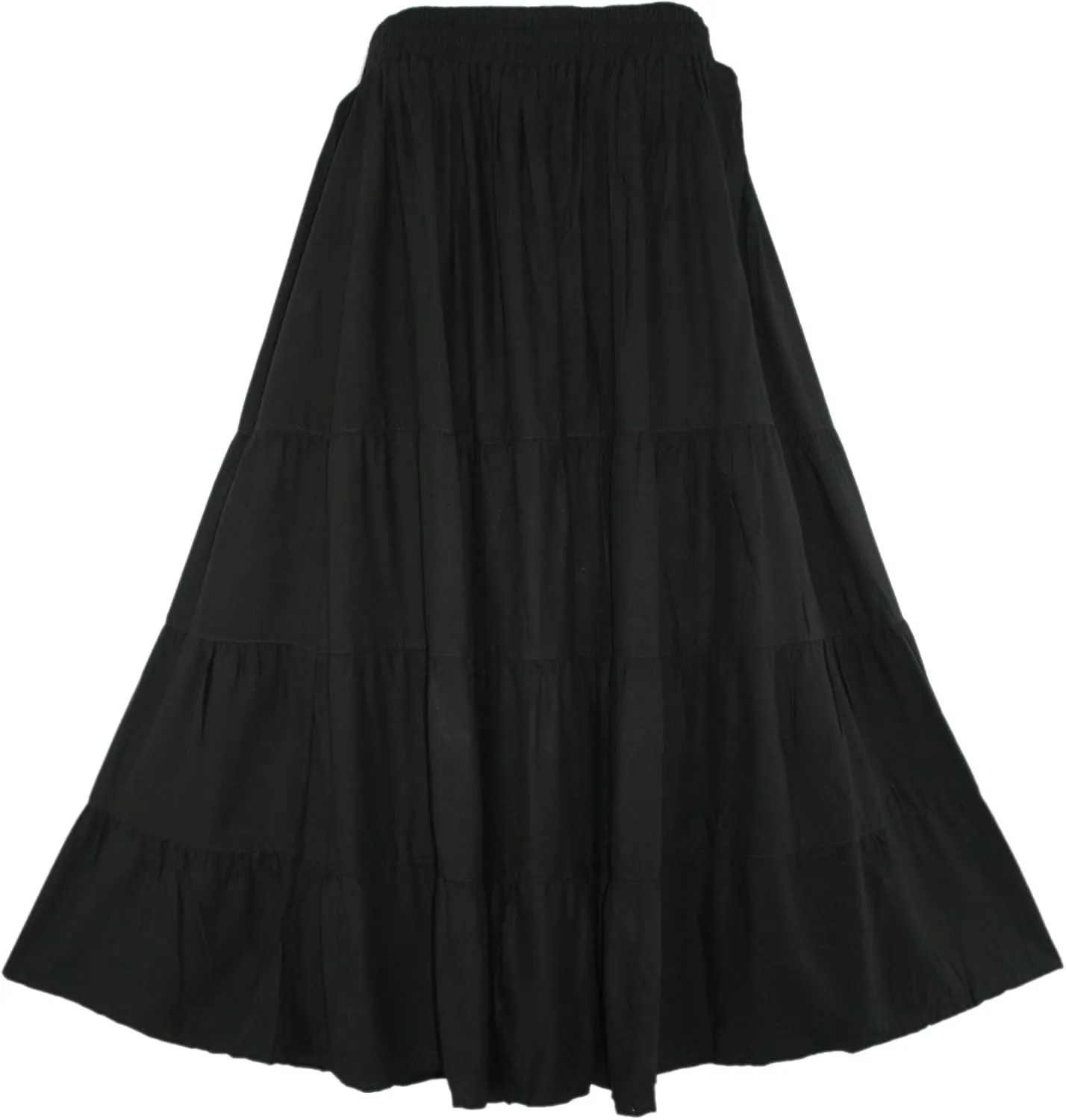 Beautybatik Women Boho Gypsy Long Maxi Tiered Peasant Skirt Plus Size XL to 3X