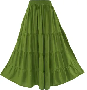 Beautybatik Women Boho Gypsy Long Maxi Tiered Peasant Skirt Plus Size XL to 3X