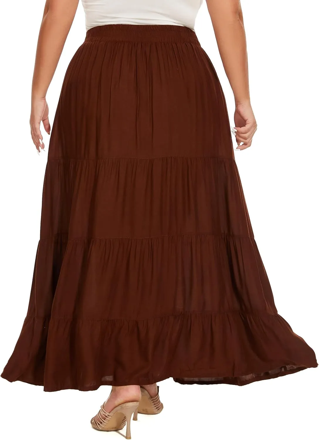 Beautybatik Women Boho Gypsy Long Maxi Tiered Peasant Skirt Plus Size XL to 3X
