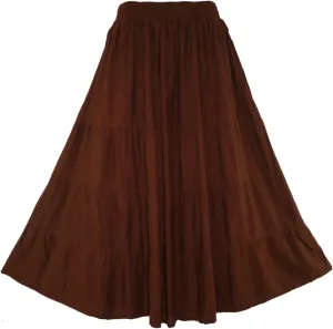 Beautybatik Women Boho Gypsy Long Maxi Tiered Peasant Skirt Plus Size XL to 3X