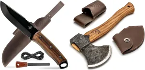 BeaverCraft BSH4F Bushcraft Knife AX3 Camping Hatchet Axe Tool Wood Splitting Axe
