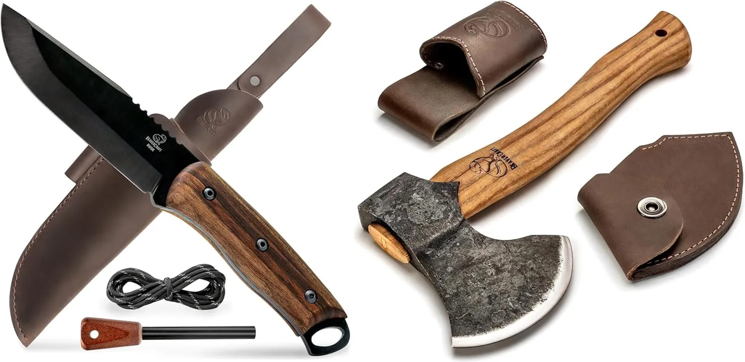 BeaverCraft BSH4F Bushcraft Knife AX3 Camping Hatchet Axe Tool Wood Splitting Axe