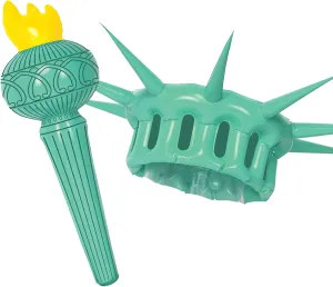Beistle Inflatable Statue of Liberty Crown & Torch, Patriotic Party Accessories, 4th of July Outfit for Parades & Events, Crown—22¼" & Torch—17½"