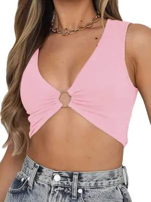 BEJONS Women Sexy Y2k Corset Like Crop Top Deep V Neck Bra Night Going Out Festival Rave Top