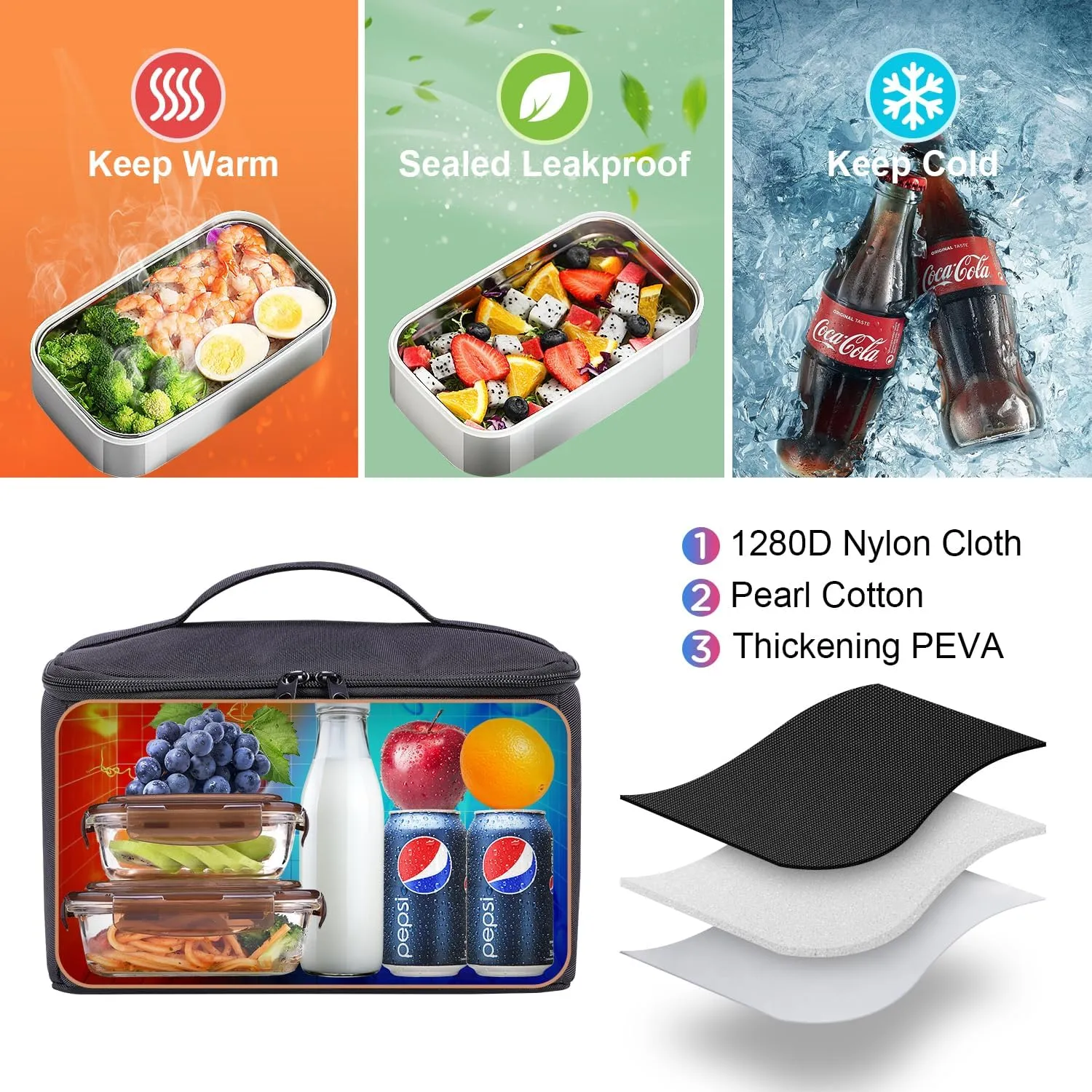 BERTASCHE Lunch Backpack, Laptop Backpack 15.6 inch Work Backpack w/Insulated Cooler Lunch box for Men Women, Casual Daypack for Work Commuter Picnic College