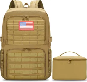 BERTASCHE Lunch Backpack, Laptop Backpack 15.6 inch Work Backpack w/Insulated Cooler Lunch box for Men Women, Casual Daypack for Work Commuter Picnic College,Khaki