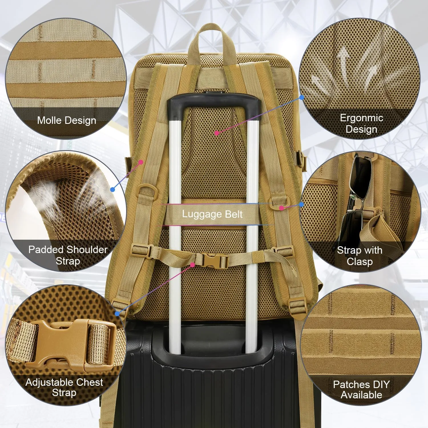 BERTASCHE Lunch Backpack, Laptop Backpack 15.6 inch Work Backpack w/Insulated Cooler Lunch box for Men Women, Casual Daypack for Work Commuter Picnic College,Khaki