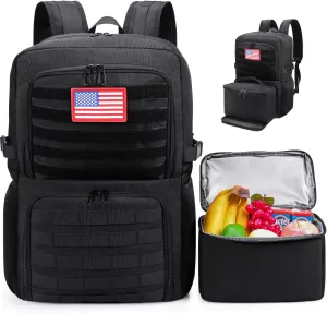 BERTASCHE Lunch Backpack, Laptop Backpack 17 inch Work Backpack w/Insulated Cooler Lunch box for Men Women, Casual Daypack for Work Commuter Picnic College,Black