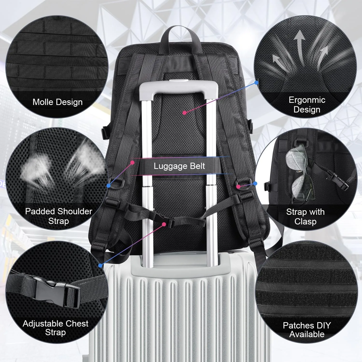 BERTASCHE Lunch Backpack, Laptop Backpack 17 inch Work Backpack w/Insulated Cooler Lunch box for Men Women, Casual Daypack for Work Commuter Picnic College,Black