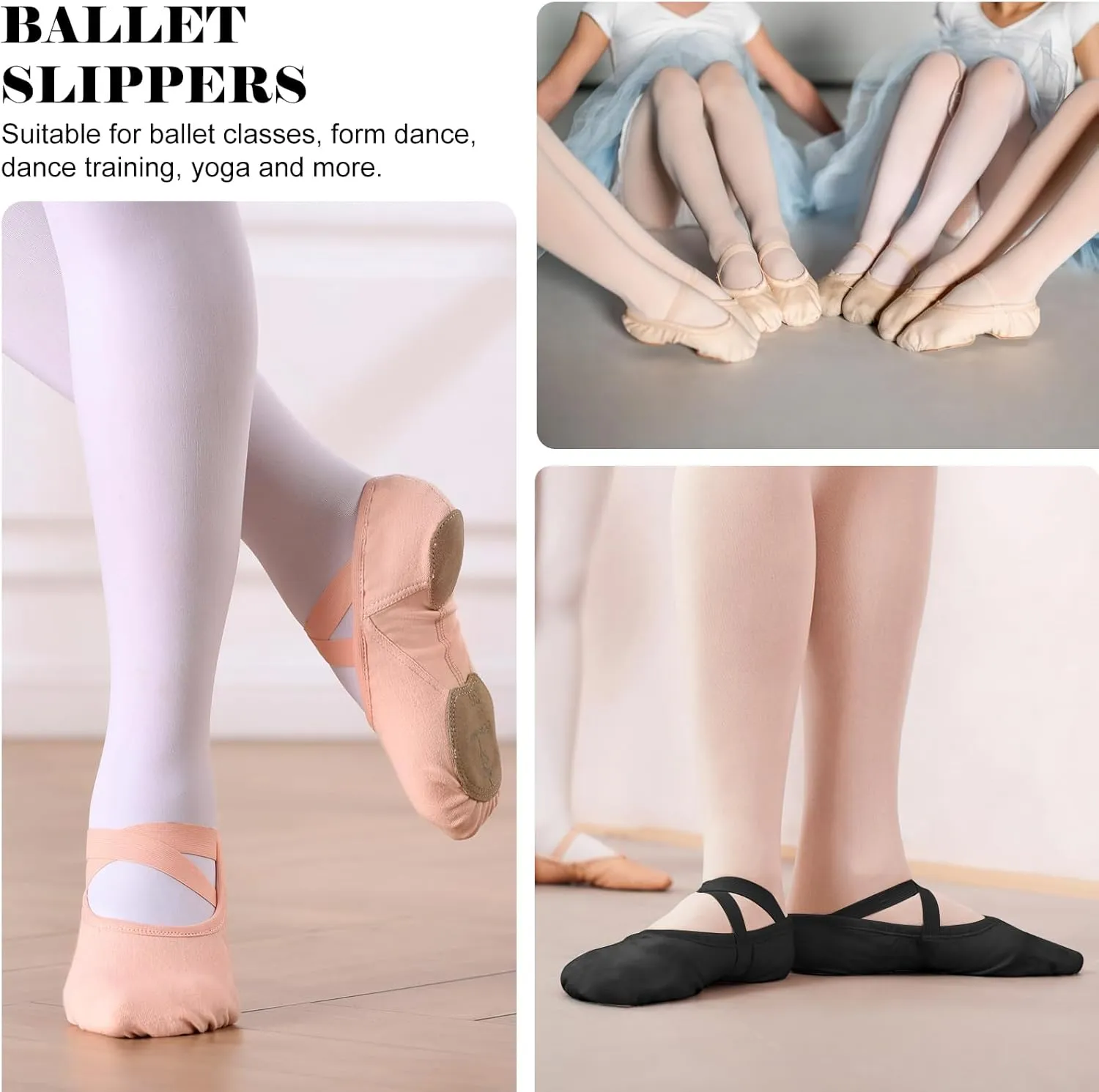 Bezioner Ballet Slippers for Girls Highly Elastic Girls Ballet Shoes Split Sole Dance Shoes for Toddler/Kid/Women