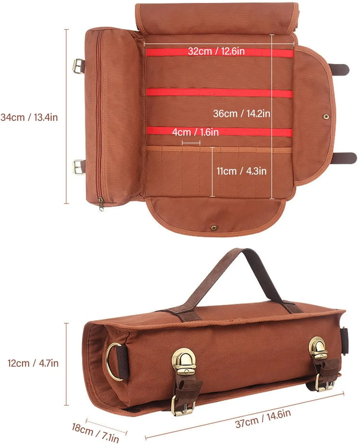 BFYDOAA Bartending Tool Bag Canvas Large Capacity Portable Bartender Kit Bag with Adjustable Shoulder Strap for Cocktail Making,Camping, Parties(Coffee)