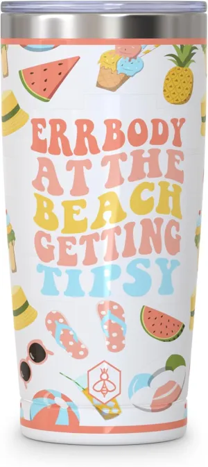 Biddlebee 20oz Insulated Coffee Tumbler – Leakproof, BPA-Free Stainless Steel Cup for Hot & Cold Drinks – Travel Mug, Birthday Gift for Women, Mom, Best Friend (Errbody at the Beach)