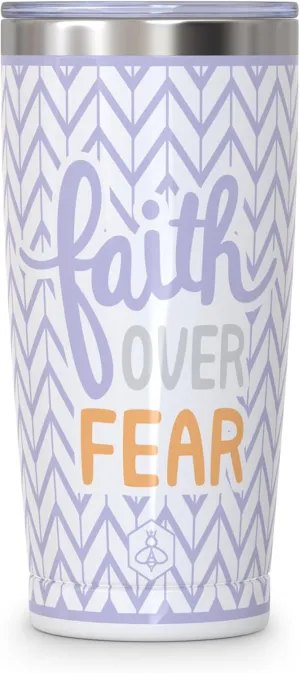 Biddlebee 20oz Insulated Coffee Tumbler – Leakproof Stainless Steel Travel Mug with BPA-Free Lid – Faith Over Fear Design – Gift for Women, Mom, Best Friend – Christian Gifts