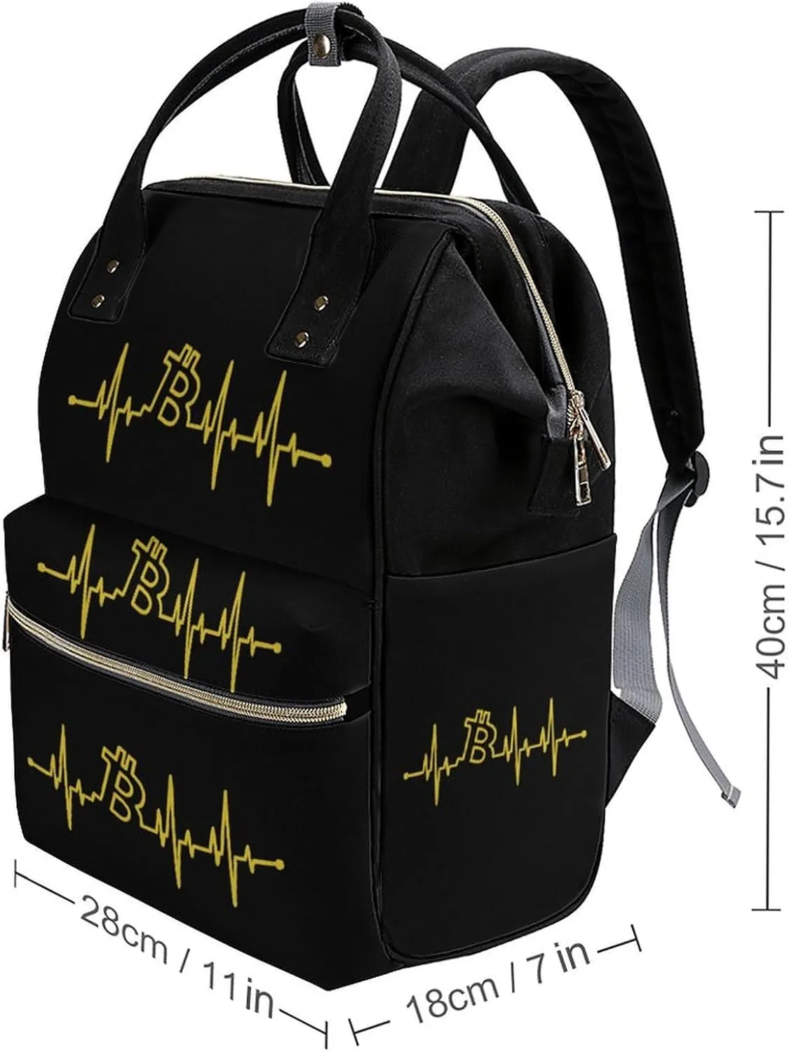 Bitcoin Heartbeat Large Travel Bag Backpack Waterproof Bags for Women Back Pack with Bottle Pocket