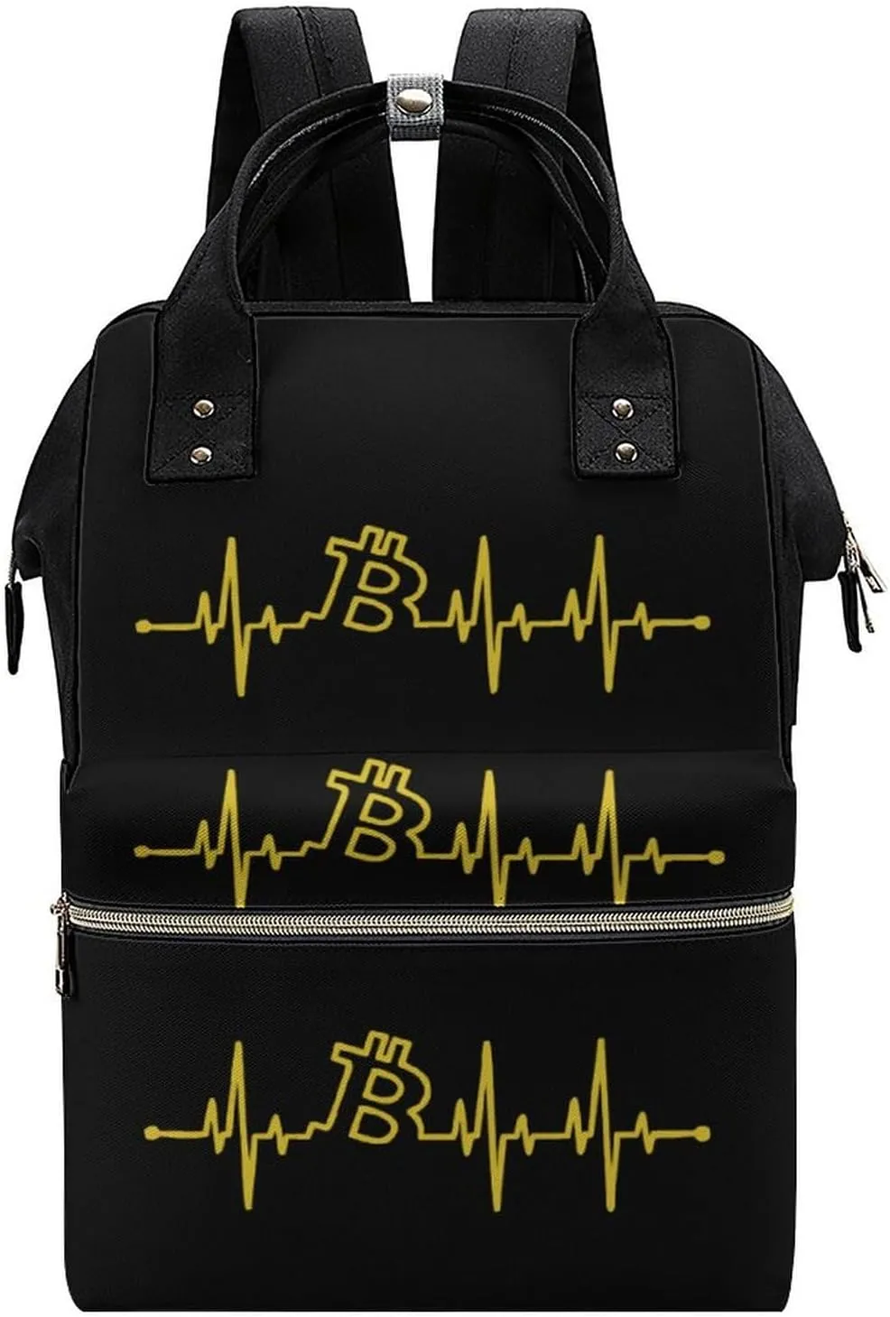 Bitcoin Heartbeat Large Travel Bag Backpack Waterproof Bags for Women Back Pack with Bottle Pocket
