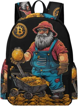 Bitcoin Miner Cute Backpack Causal Daypack Travel Laptop Backpack Funny Print for Men Women 12 X 5.9 X 16.5 Inch