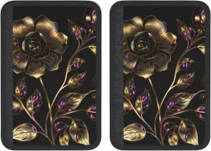Black and Gold Flowers Car Seat Belt Pad 2 Pack Universal Fit Seatbelt Cover Soft and Comfortable Backpack Shoulder Pad Adjustable Neck Cushion Protector Harness Pad for Car Bag