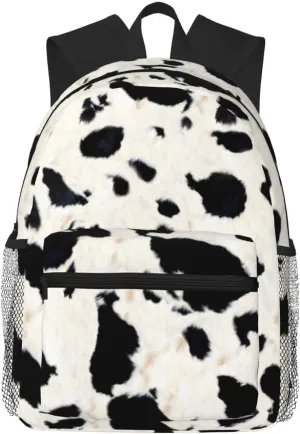 Black And White Cowhide Print Lightweight Packable Backpack Travel Casual Hiking Daypack Foldable Backpack For Men Women
