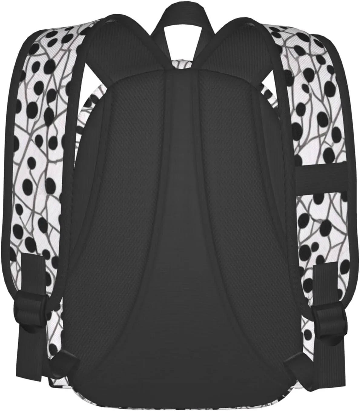 Black And White Dot Print Pattern Backpack Print Shoulder Canvas Bag Travel Large Capacity Casual Daypack With Side Pockets
