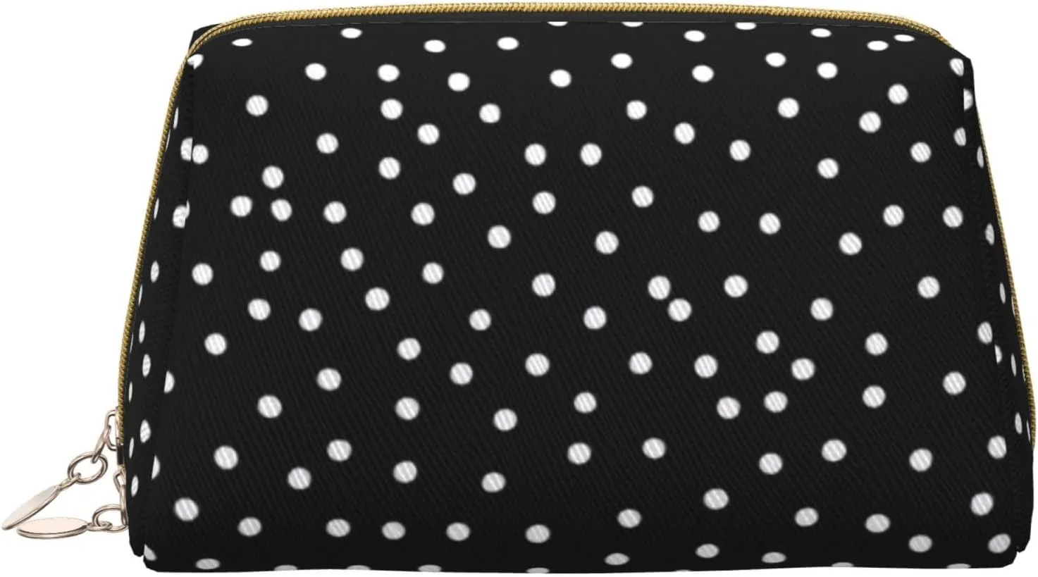 Black and White Polka Dots Printed Small Makeup Bag,Travel Cosmetic Bag Purse with Zipper,Water-resistant Makeup Organizer Bag for Women