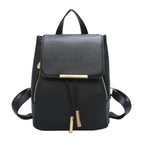 Black Backpack Female PU Leather Backpack Street Bag School Bag Adolescent Girls Backpacks