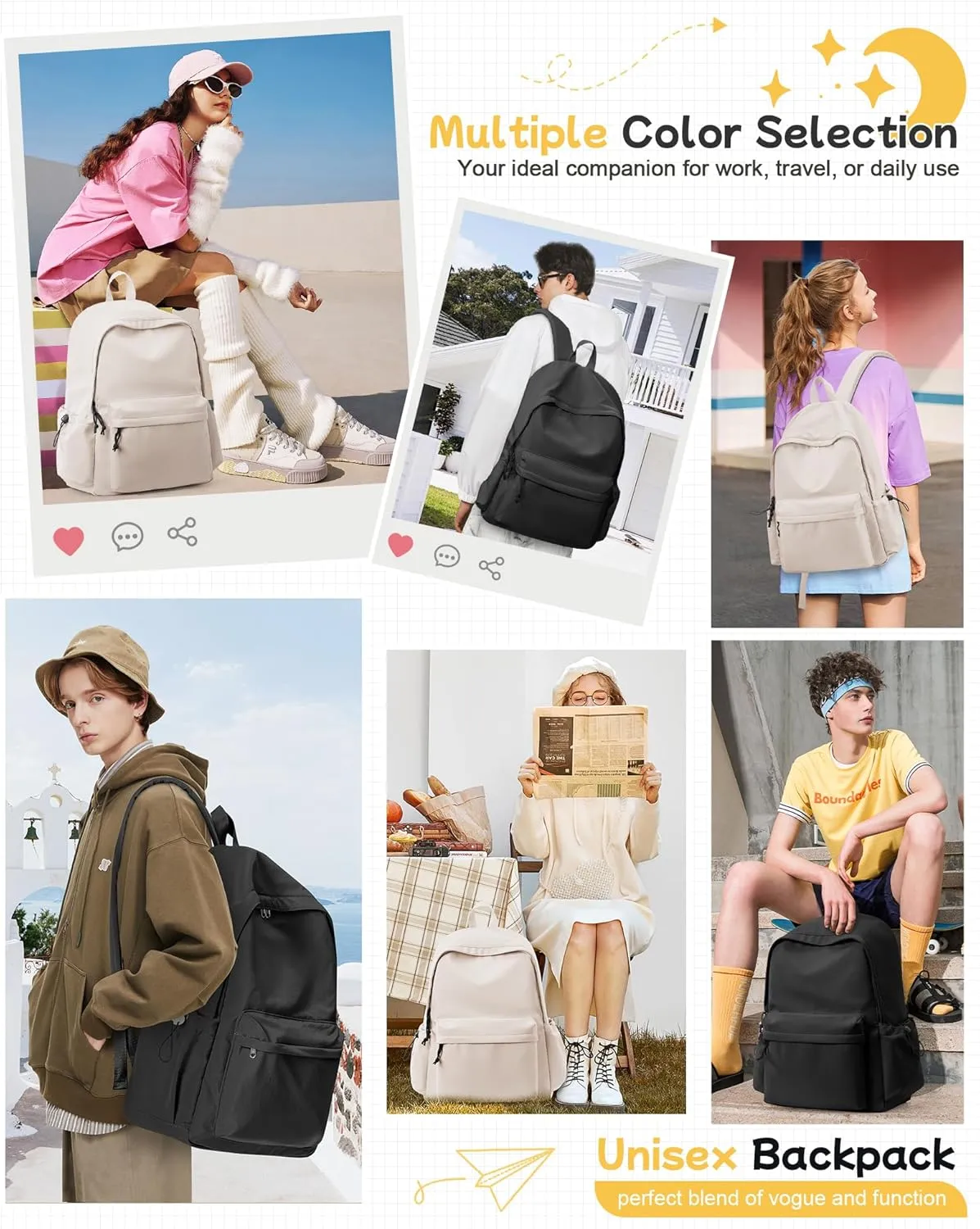 Black Backpack for Men Women Large, Gym Backpack for Women Foldable Outdoor Weekender Gym Bag, Waterproof Sports Back Pack & Dance Yoga travel Bag