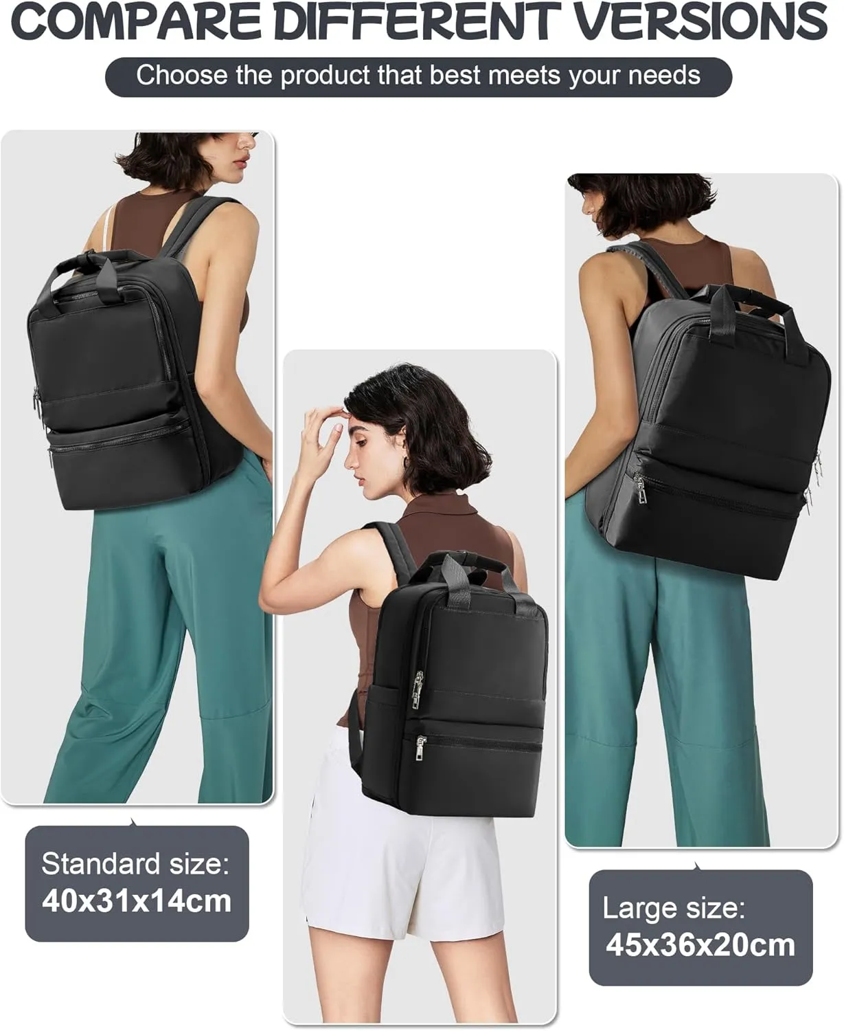 Black Travel Backpack - Carry On Flight Approved Large Travel Bag For Women - Personal Item Laptop Teacher Work Backpack For Traveling On Airplane