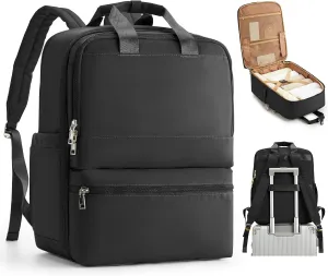 Black Travel Backpack - Carry On Flight Approved Large Travel Bag For Women - Personal Item Laptop Teacher Work Backpack For Traveling On Airplane