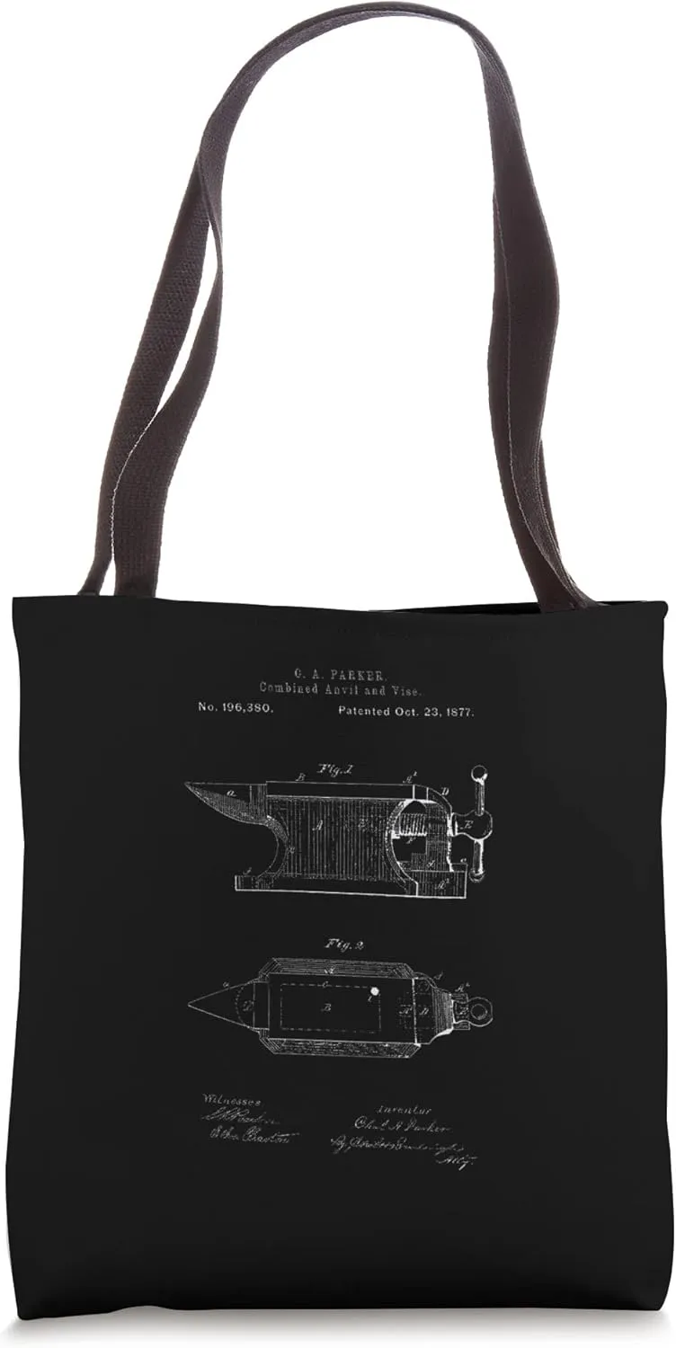 Blacksmithing Anvil Patent Forging Metalworking Blacksmith Tote Bag
